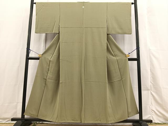 平和屋着物■上質な色無地　鶸茶色　正絹　逸品　BAAX3493yc