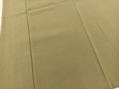平和屋着物■上質な色無地　鶸茶色　正絹　逸品　BAAX3493yc