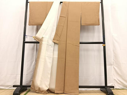 平和屋着物●染師　故・山代谷隆　色無地　黄橡色　正絹　逸品　BAAX3494yc