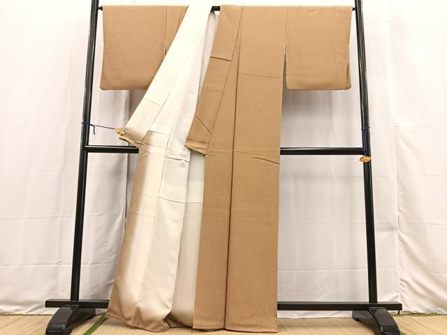 平和屋着物●染師　故・山代谷隆　色無地　黄橡色　正絹　逸品　BAAX3494yc
