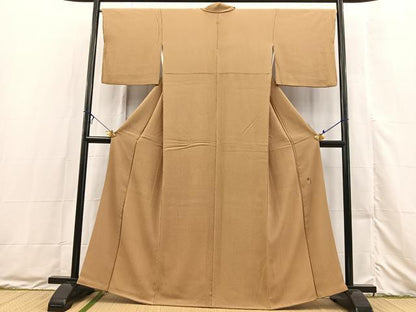 平和屋着物●染師　故・山代谷隆　色無地　黄橡色　正絹　逸品　BAAX3494yc
