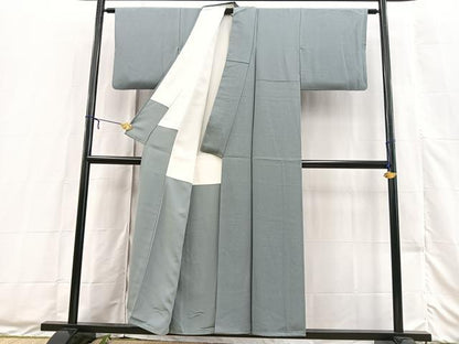 平和屋着物■上質な色無地　藍鼠色　正絹　逸品　BAAX3496yc