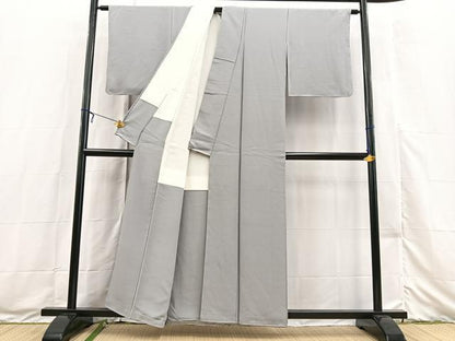 平和屋着物●上質な色無地　桔梗鼠色　正絹　逸品　未使用　BAAX3500yc