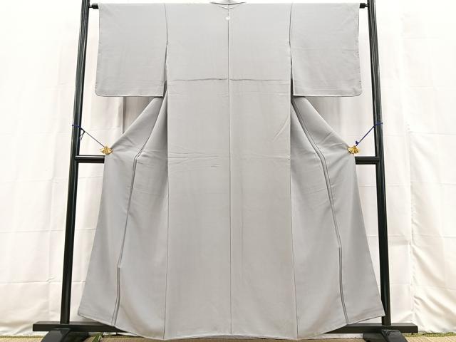 平和屋着物●上質な色無地　桔梗鼠色　正絹　逸品　未使用　BAAX3500yc