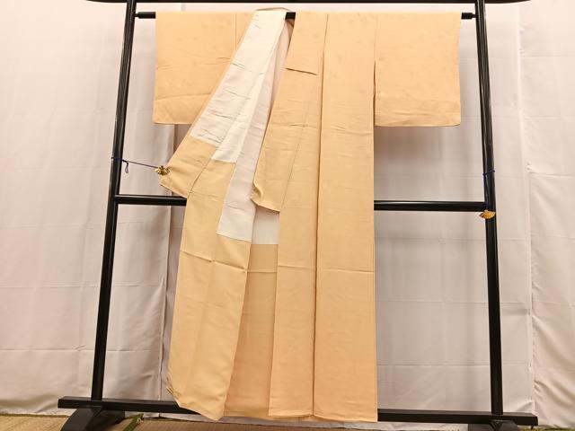 平和屋着物■上質な色無地　楓地紋　蜂蜜色　正絹　逸品　BAAX3504yc