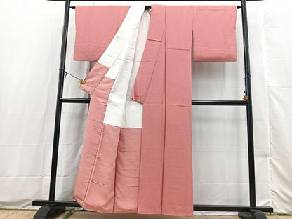 平和屋着物■上質な色無地　はまゆう御紋付地　堅牢染　桃色　反端付き　正絹　逸品　BAAX3506yc