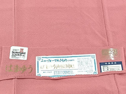平和屋着物■上質な色無地　はまゆう御紋付地　堅牢染　桃色　反端付き　正絹　逸品　BAAX3506yc