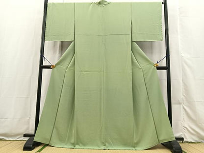 平和屋着物●上質な色無地　山葵色　高島屋扱い　正絹　逸品　未使用　BAAX3508yc
