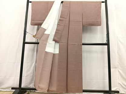 平和屋着物■上質な色無地　紋意匠　焦香色　正絹　逸品　BAAX3512yc