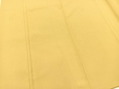 平和屋着物●上質な色無地　花丸地紋　淡黄色　ロング丈　正絹　逸品　BAAX3516yc
