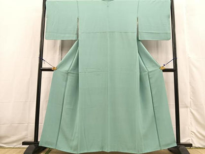 平和屋着物●上質な色無地　白群色　正絹　逸品　BAAX3517yc