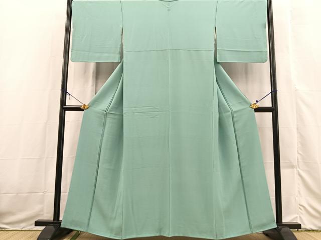 平和屋着物●上質な色無地　白群色　正絹　逸品　BAAX3517yc