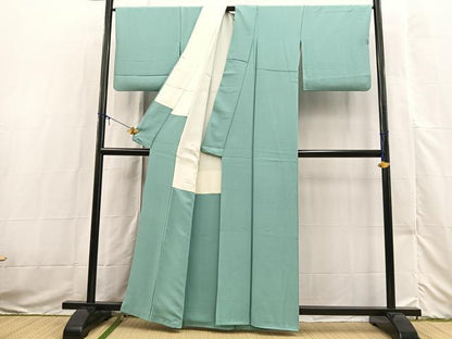 平和屋着物●上質な色無地　白群色　正絹　逸品　BAAX3517yc