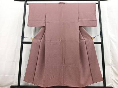 平和屋着物■上質な色無地　芝草地紋　退紅色　正絹　逸品　BAAX3518yc