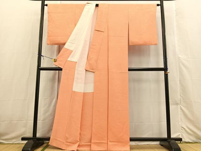 平和屋着物■上質な色無地　切嵌花地紋　肉桂色　正絹　逸品　BAAX3519yc