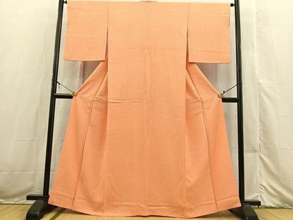 平和屋着物■上質な色無地　切嵌花地紋　肉桂色　正絹　逸品　BAAX3519yc