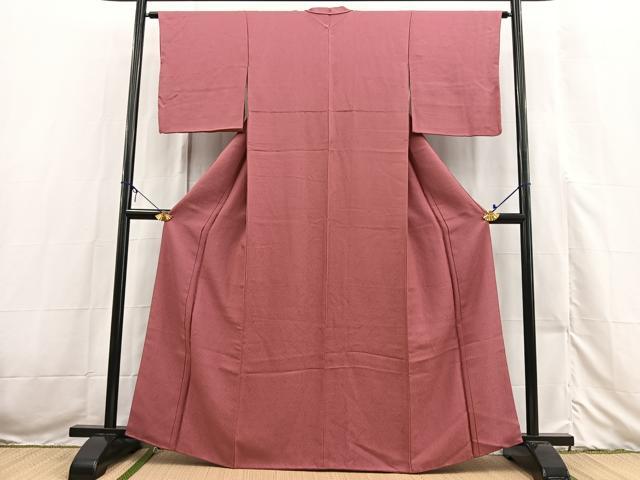 平和屋着物■上質な色無地　氷割れ地紋　浅蘇芳色　まるやま扱い　正絹　逸品　BAAX3520yc
