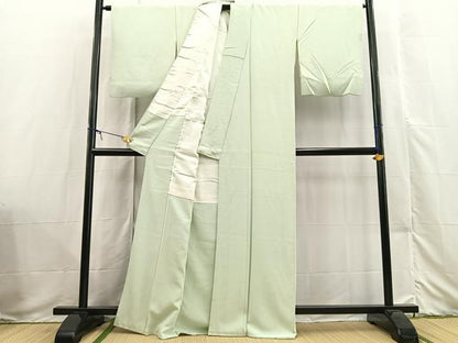 平和屋着物●上質な色無地　裏葉柳色　正絹　逸品　BAAX3525yc