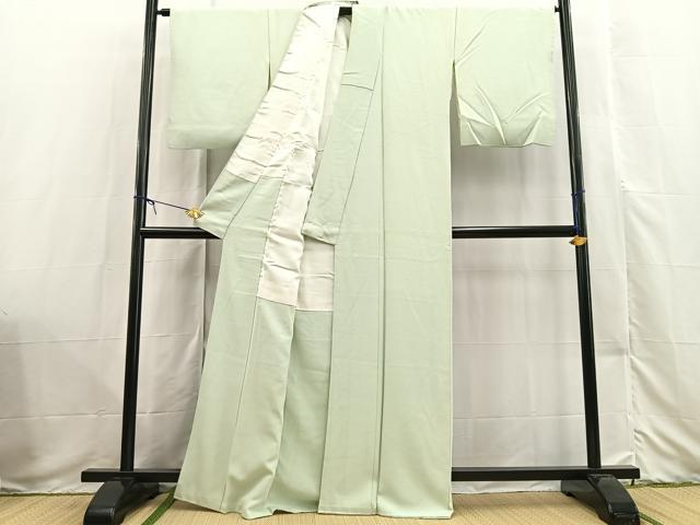 平和屋着物●上質な色無地　裏葉柳色　正絹　逸品　BAAX3525yc