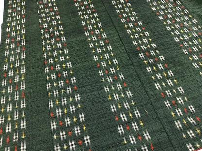 平和屋着物■上質な紬　井桁絣　正絹　逸品　BAAX3528yc