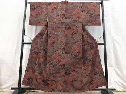 平和屋着物■上質な小紋　立波秋草文　金彩　正絹　逸品　BAAX3532yc