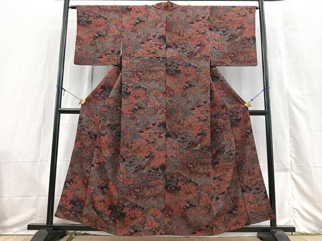 平和屋着物■上質な小紋　立波秋草文　金彩　正絹　逸品　BAAX3532yc