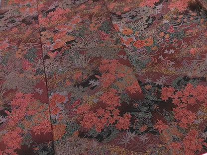 平和屋着物■上質な小紋　立波秋草文　金彩　正絹　逸品　BAAX3532yc
