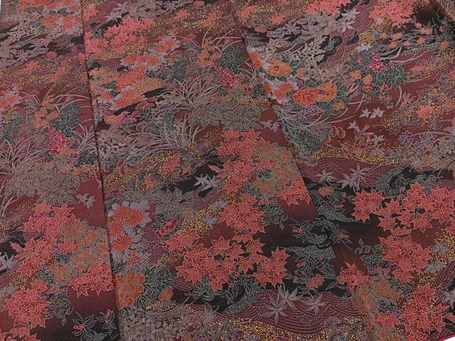 平和屋着物■上質な小紋　立波秋草文　金彩　正絹　逸品　BAAX3532yc