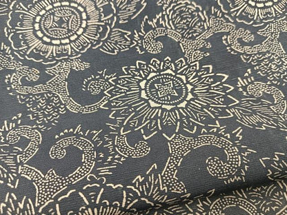 平和屋着物■上質な小紋　紬地　型染め　更紗花文　正絹　逸品　BAAX3535yc