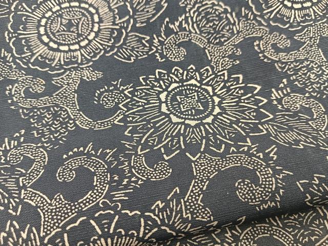 平和屋着物■上質な小紋　紬地　型染め　更紗花文　正絹　逸品　BAAX3535yc