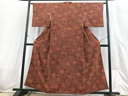 平和屋着物■上質な小紋　幾何学文様　正絹　逸品　BAAX3539yc