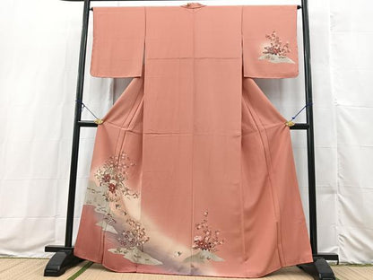 平和屋着物■訪問着　鴛鴦花文　暈し染め　金銀彩　正絹　逸品　BAAX3574yc