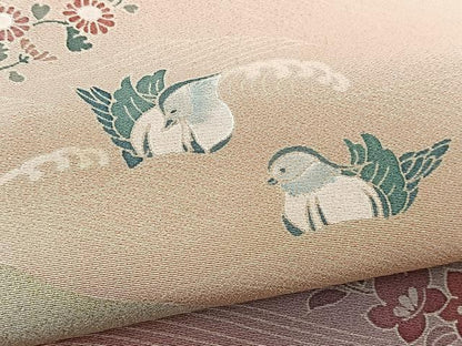 平和屋着物■訪問着　鴛鴦花文　暈し染め　金銀彩　正絹　逸品　BAAX3574yc