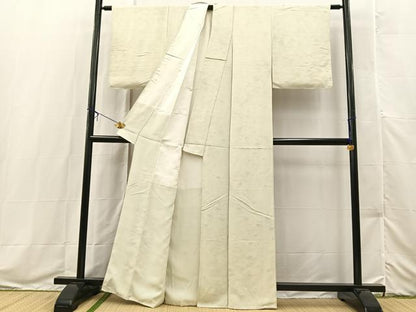 平和屋着物■上質な色無地　青海波地紋　象牙色　正絹　逸品　BAAX3575yc