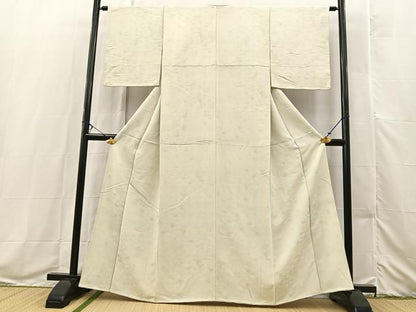 平和屋着物■上質な色無地　青海波地紋　象牙色　正絹　逸品　BAAX3575yc