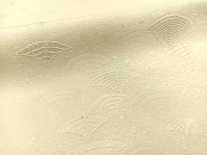 平和屋着物■上質な色無地　青海波地紋　象牙色　正絹　逸品　BAAX3575yc