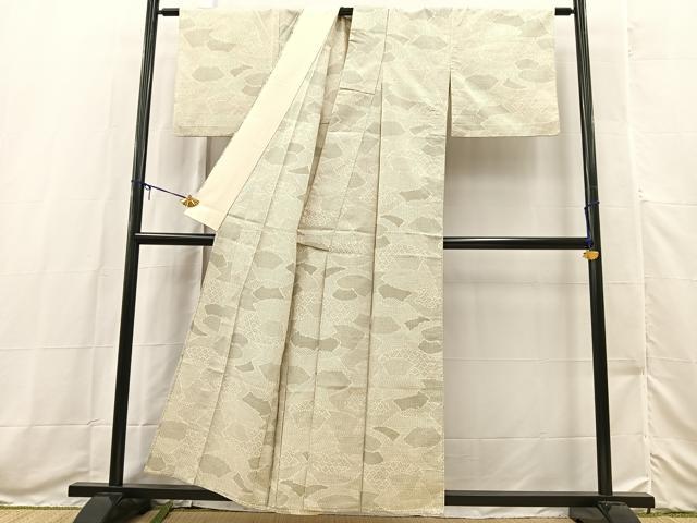 平和屋着物▽上質な紬　単衣　重ね地紙文　正絹　逸品　BAAX3577yc