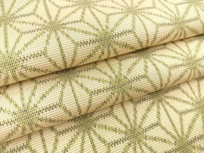 平和屋着物▽上質な紬　単衣　麻の葉文様　正絹　逸品　BAAX3578yc