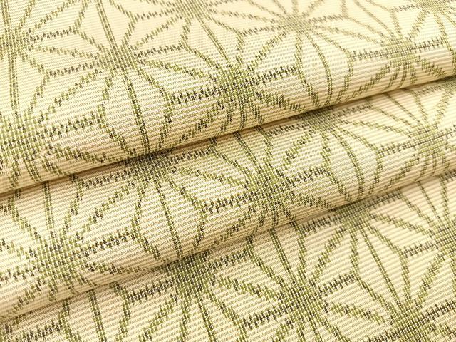 平和屋着物▽上質な紬　単衣　麻の葉文様　正絹　逸品　BAAX3578yc