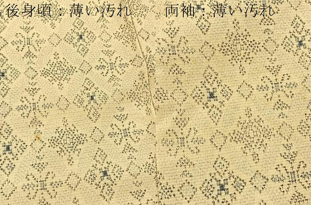 平和屋着物▽本塩沢　単衣　幾何学文様　正絹　逸品　BAAX3579yc