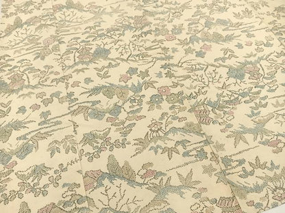 平和屋着物▽上質な紬　単衣　風景花文　正絹　逸品　BAAX3580yc