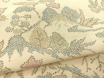 平和屋着物▽上質な紬　単衣　風景花文　正絹　逸品　BAAX3580yc