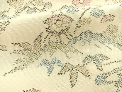 平和屋着物▽上質な紬　単衣　風景花文　正絹　逸品　BAAX3580yc