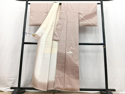 平和屋着物■訪問着　総刺繍　松文　たたき染め　正絹　逸品　BAAX3584yc