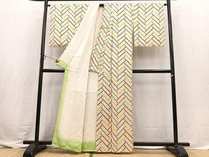 平和屋着物■上質な小紋　総絞り　檜垣文　正絹　逸品　BAAX3585yc