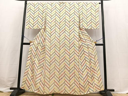 平和屋着物■上質な小紋　総絞り　檜垣文　正絹　逸品　BAAX3585yc