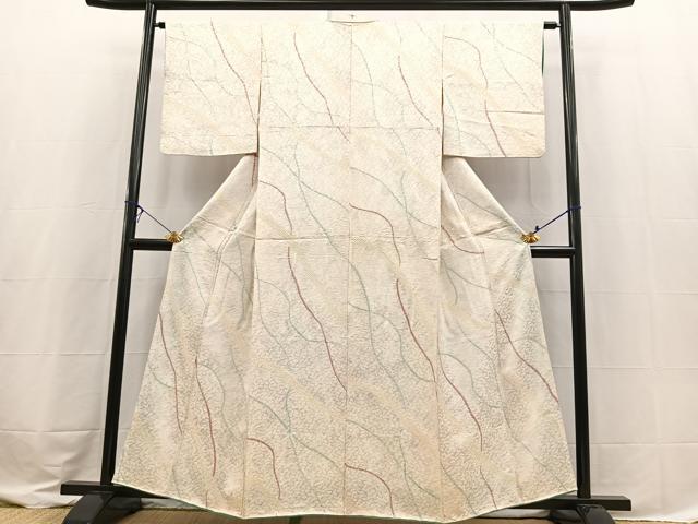 平和屋着物■上質な小紋　絞り　曲線文　正絹　逸品　BAAX3586yc