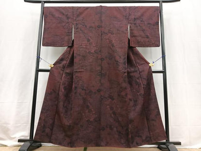 平和屋着物■上質な小紋　生紬地　切嵌花文　正絹　逸品　BAAX3587yc