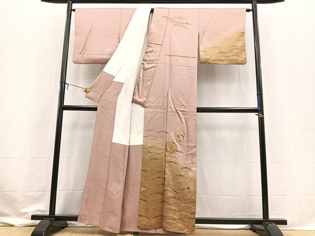 平和屋着物■訪問着　駒刺繍　雪輪花文　暈し染め　金銀彩　正絹　逸品　BAAX3589yc