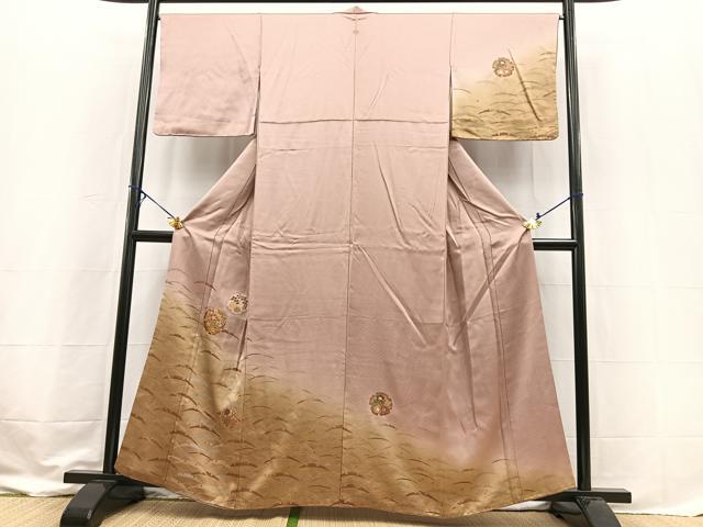 平和屋着物■訪問着　駒刺繍　雪輪花文　暈し染め　金銀彩　正絹　逸品　BAAX3589yc